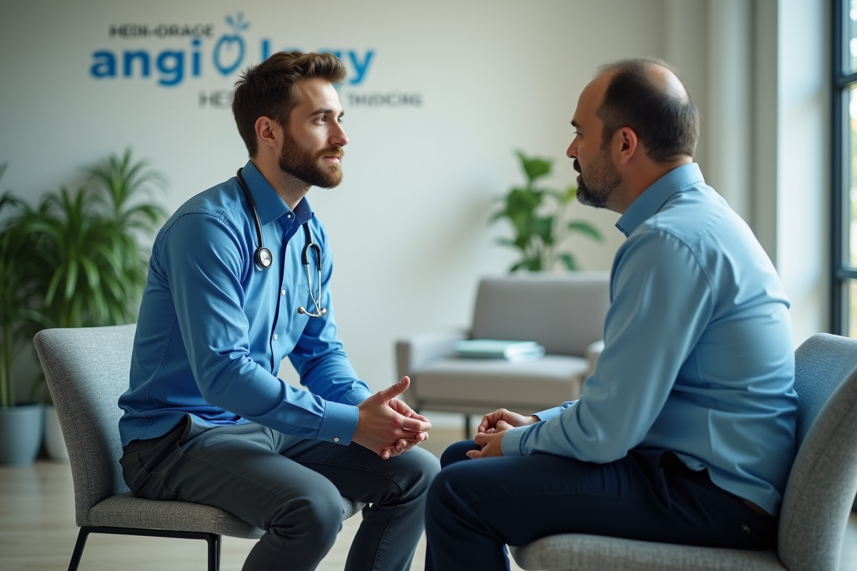 Jeune médecin consultant un patient dans une salle d