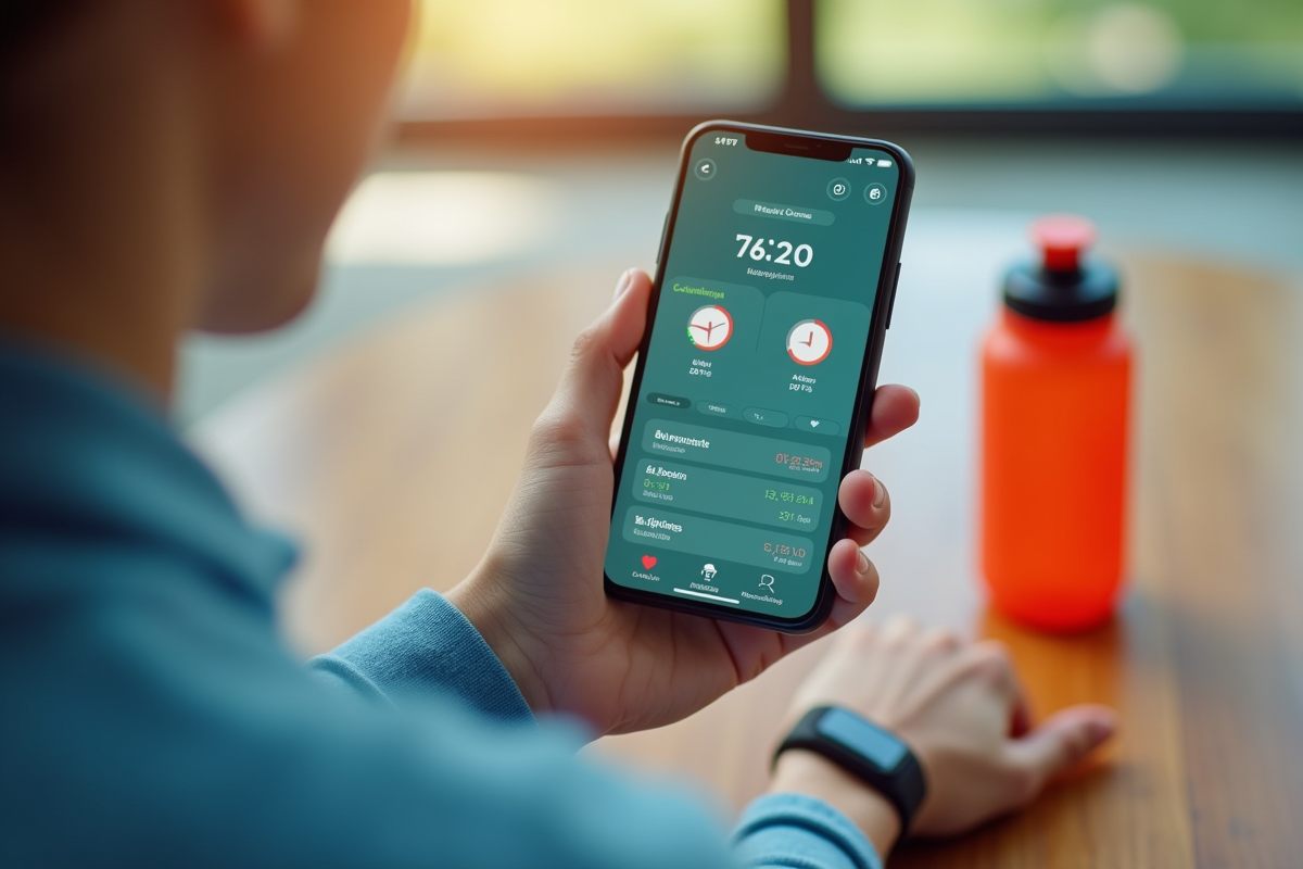Personne utilisant une application pour convertir calories en kilojoules