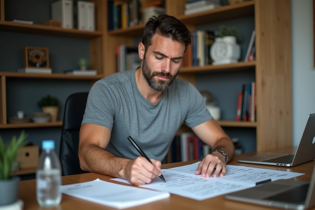 Expert analysant le programme Power 1000 avec des notes de performance à son bureau