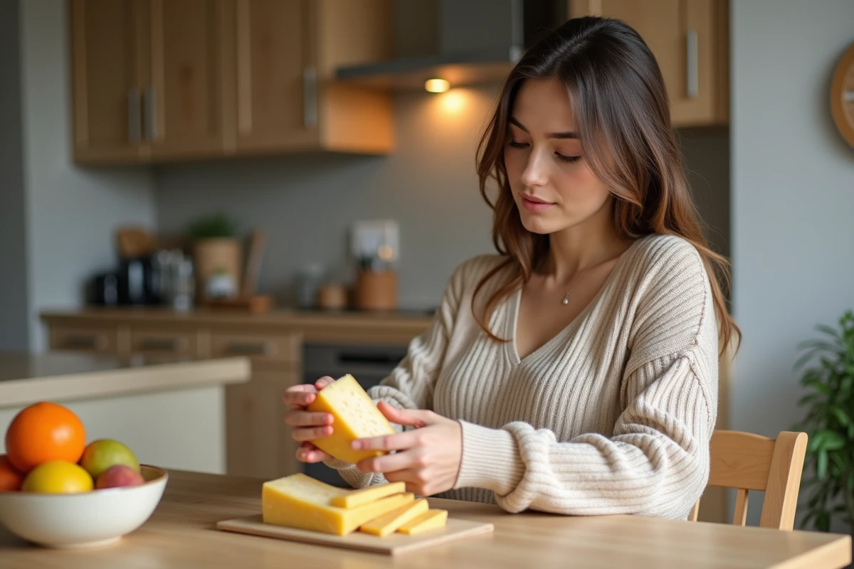 Femme enceinte lisant une étiquette nutritionnelle