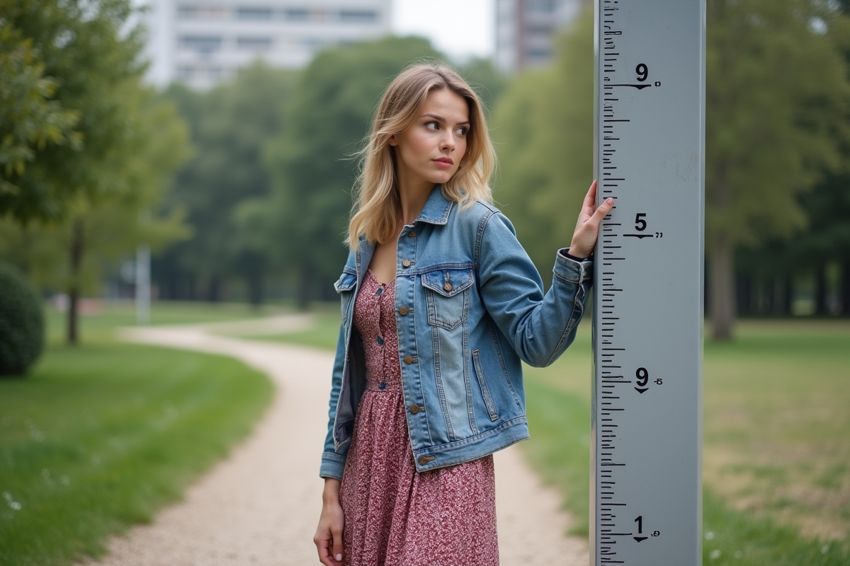 Jeune femme française dans un parc urbain regardant la hauteur