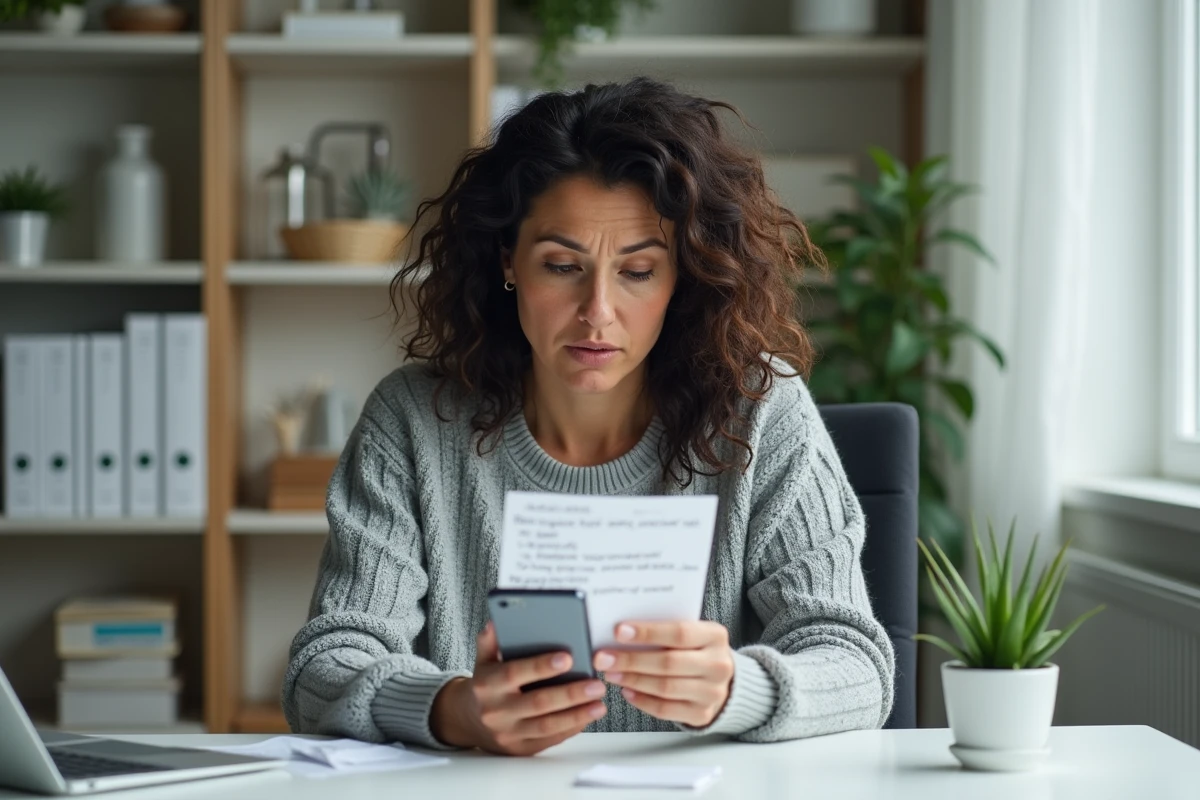 Femme sceptique consultant internet sur l'efficacité des remèdes naturels contre les démangeaisons intimes