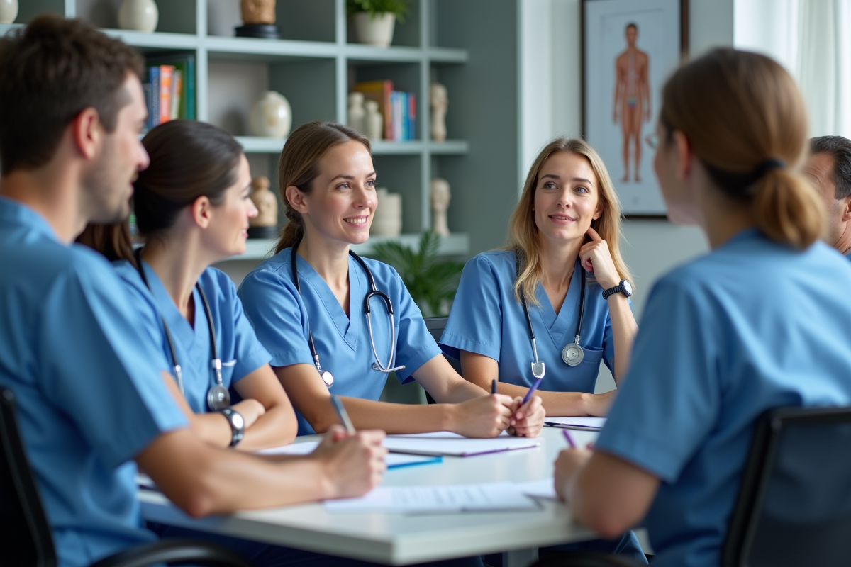 Groupe d'étudiants en soins palliatifs en formation