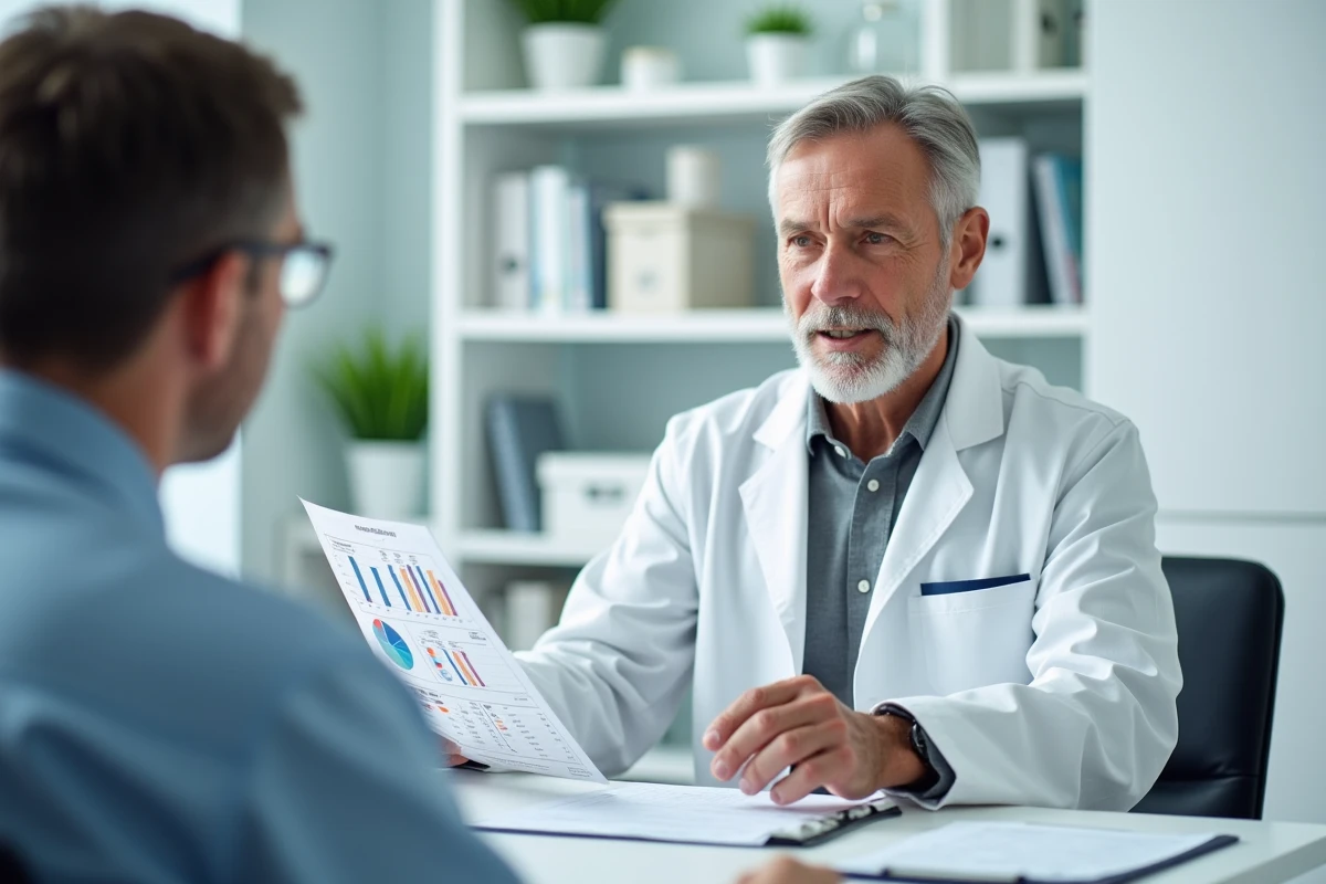 Medecin explique des resultats de test a un patient